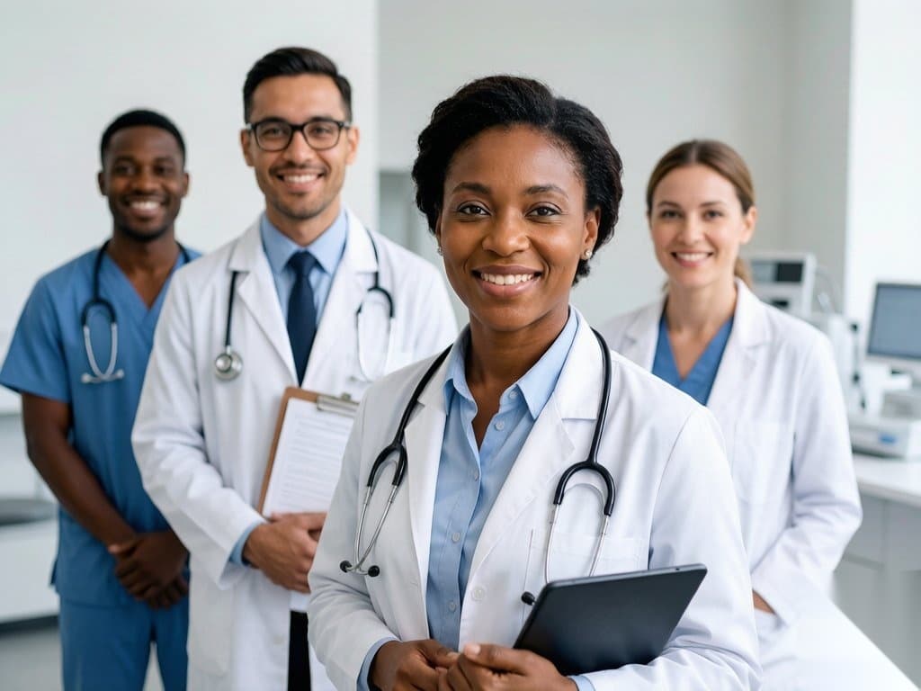Professional medical team in a modern healthcare environment